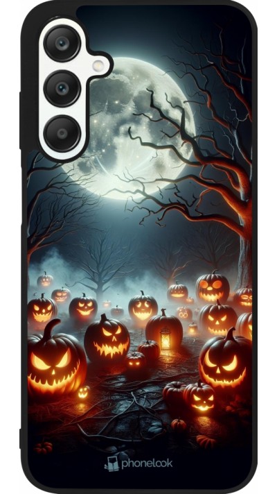 Samsung Galaxy A25 Case Hülle - Silikon schwarz Halloween 2024 Viele Kuerbisse