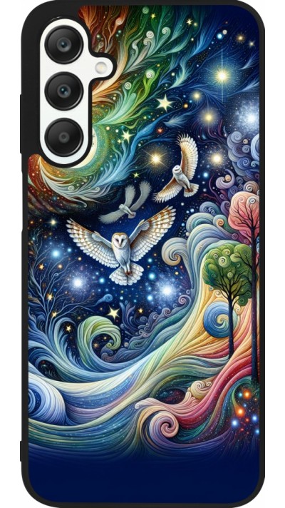 Samsung Galaxy A25 Case Hülle - Silikon schwarz Fliegender Blumen-Eule