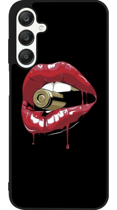 Samsung Galaxy A25 Case Hülle - Silikon schwarz Lips bullet