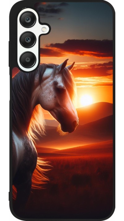 Samsung Galaxy A25 Case Hülle - Silikon schwarz Majestätischer Sonnenuntergang Pferd