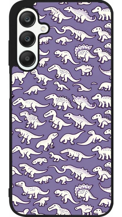 Samsung Galaxy A25 Case Hülle - Silikon schwarz Mini-Dino-Muster violett