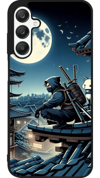 Samsung Galaxy A25 Case Hülle - Silikon schwarz Ninja unter dem Mond