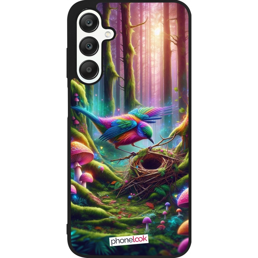 Samsung Galaxy A25 Case Hülle - Silikon schwarz Vogel Nest Wald