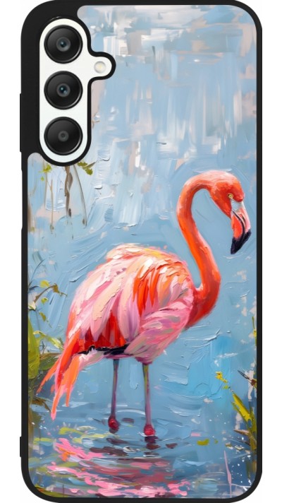 Samsung Galaxy A25 Case Hülle - Silikon schwarz Paint Flamingo