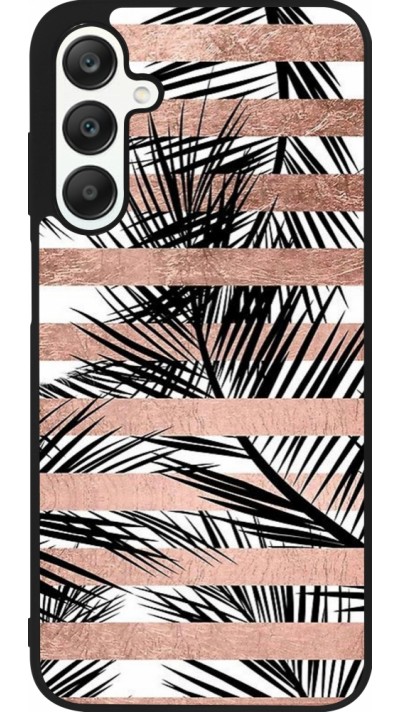 Samsung Galaxy A25 Case Hülle - Silikon schwarz Palm trees gold stripes