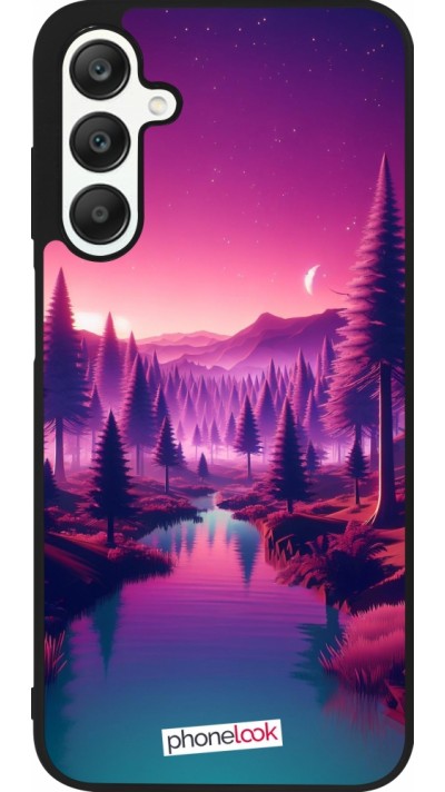 Samsung Galaxy A25 Case Hülle - Silikon schwarz Lila-rosa Landschaft