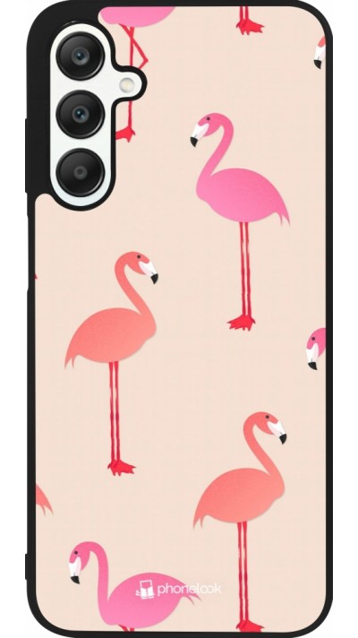 Samsung Galaxy A25 Case Hülle - Silikon schwarz Pink Flamingos Pattern