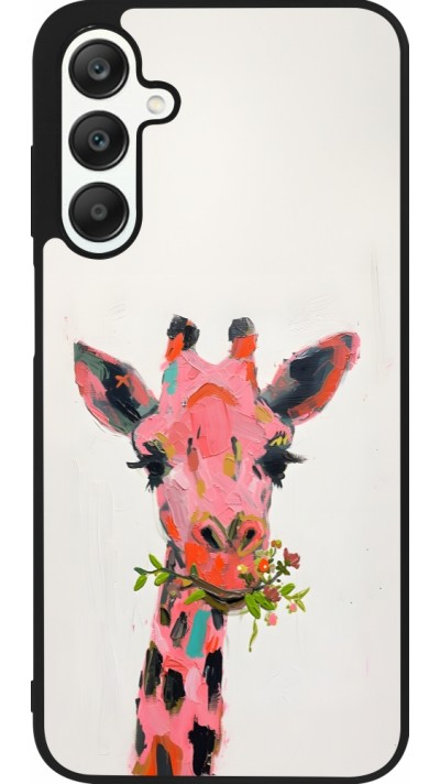 Samsung Galaxy A25 Case Hülle - Silikon schwarz Pink Girafe Paint