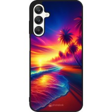 Samsung Galaxy A25 Case Hülle - Silikon schwarz Strand Sonnenuntergang auffällig