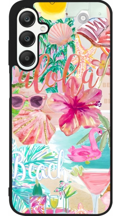 Samsung Galaxy A25 Case Hülle - Silikon schwarz Preppy Collage Aloha