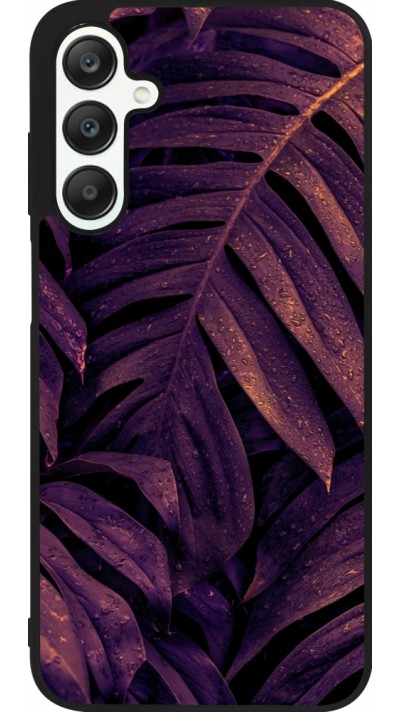 Samsung Galaxy A25 Case Hülle - Silikon schwarz Purple Light Leaves