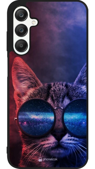 Samsung Galaxy A25 Case Hülle - Silikon schwarz Red Blue Cat Glasses