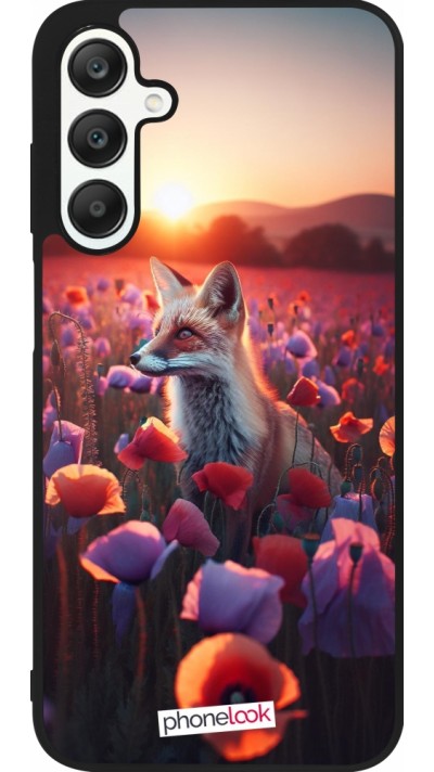 Samsung Galaxy A25 Case Hülle - Silikon schwarz Purpurroter Fuchs bei Dammerung