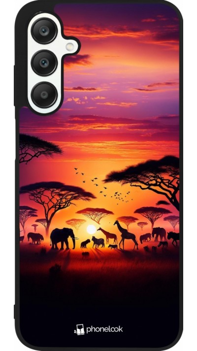 Samsung Galaxy A25 Case Hülle - Silikon schwarz Safari Sonnenuntergang Wildtiere