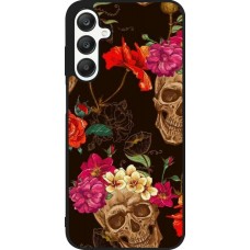 Coque Samsung Galaxy A25 - Silicone rigide noir Skulls and flowers