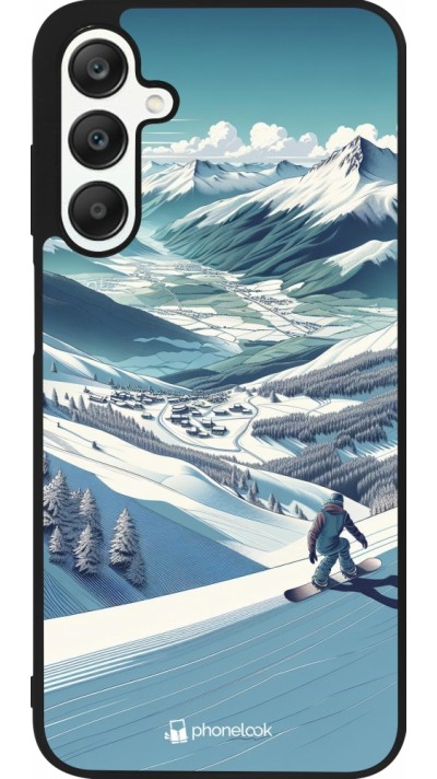 Samsung Galaxy A25 Case Hülle - Silikon schwarz Snowboarder Berg