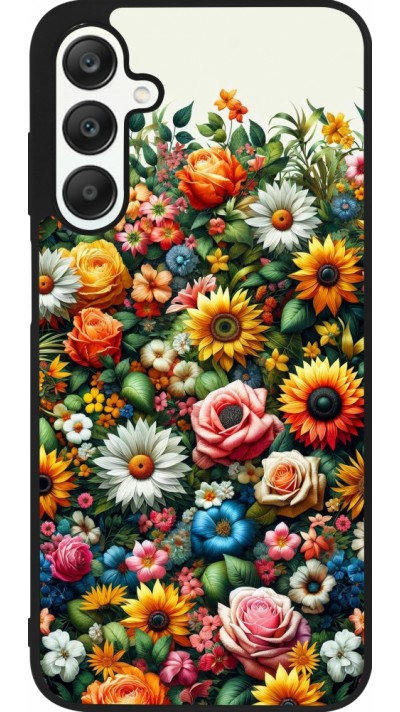 Samsung Galaxy A25 Case Hülle - Silikon schwarz Sommer Blumenmuster