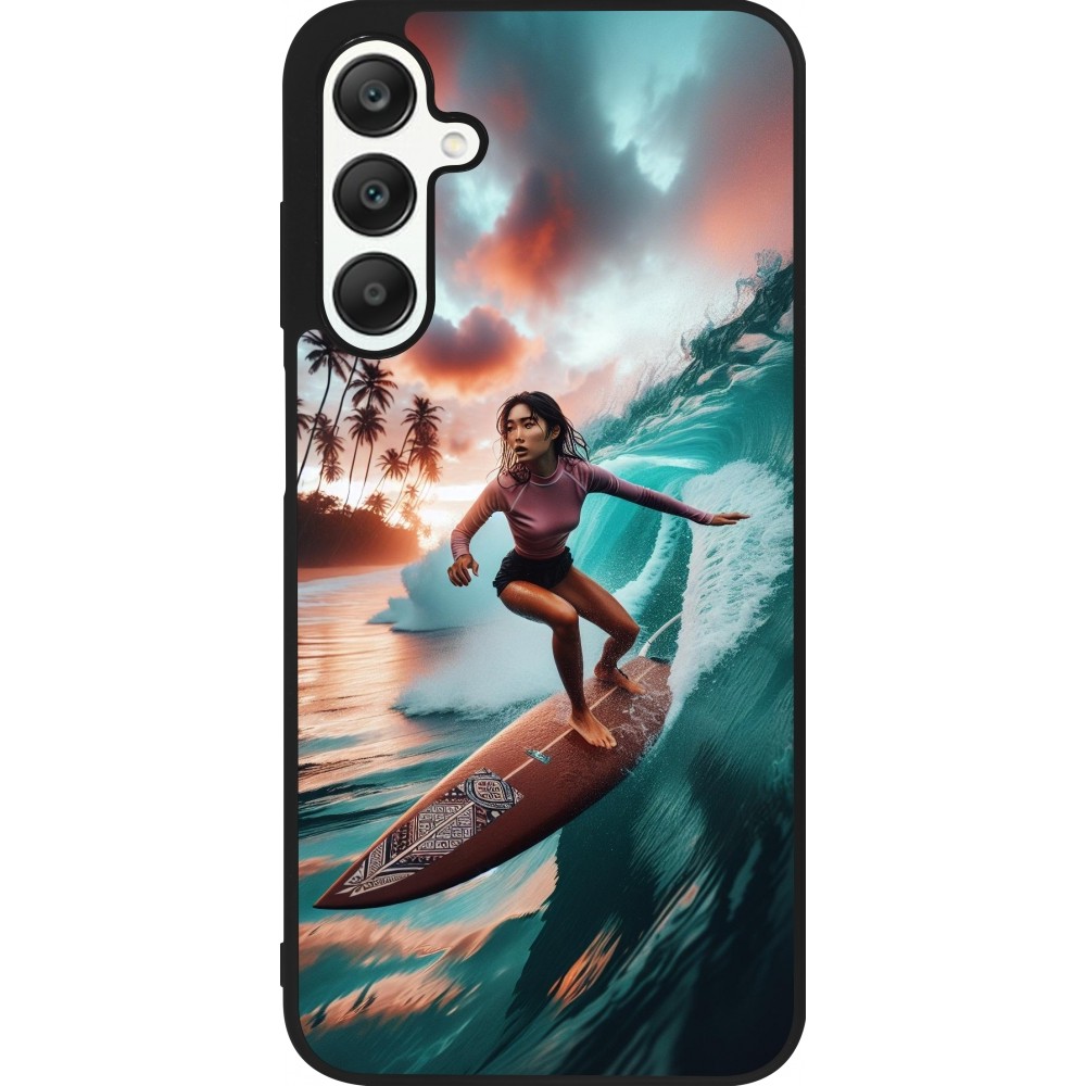 Samsung Galaxy A25 Case Hülle - Silikon schwarz Surferin aus Bali