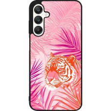 Samsung Galaxy A25 Case Hülle - Silikon schwarz Tiger Palmen rosa