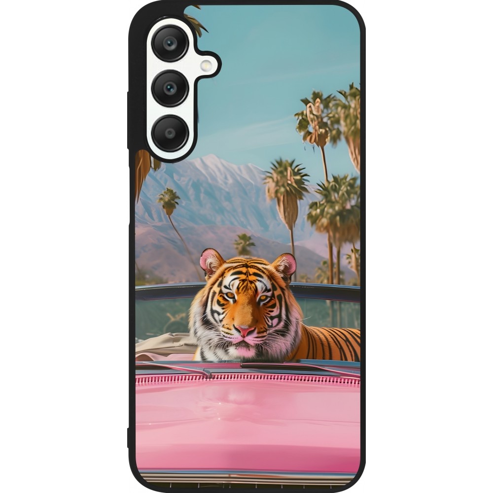 Samsung Galaxy A25 Case Hülle - Silikon schwarz Tiger Auto rosa