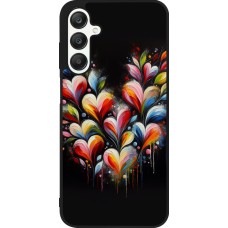 Samsung Galaxy A25 Case Hülle - Silikon schwarz Valentin 2024 Schwarzes Herz Abstrakt