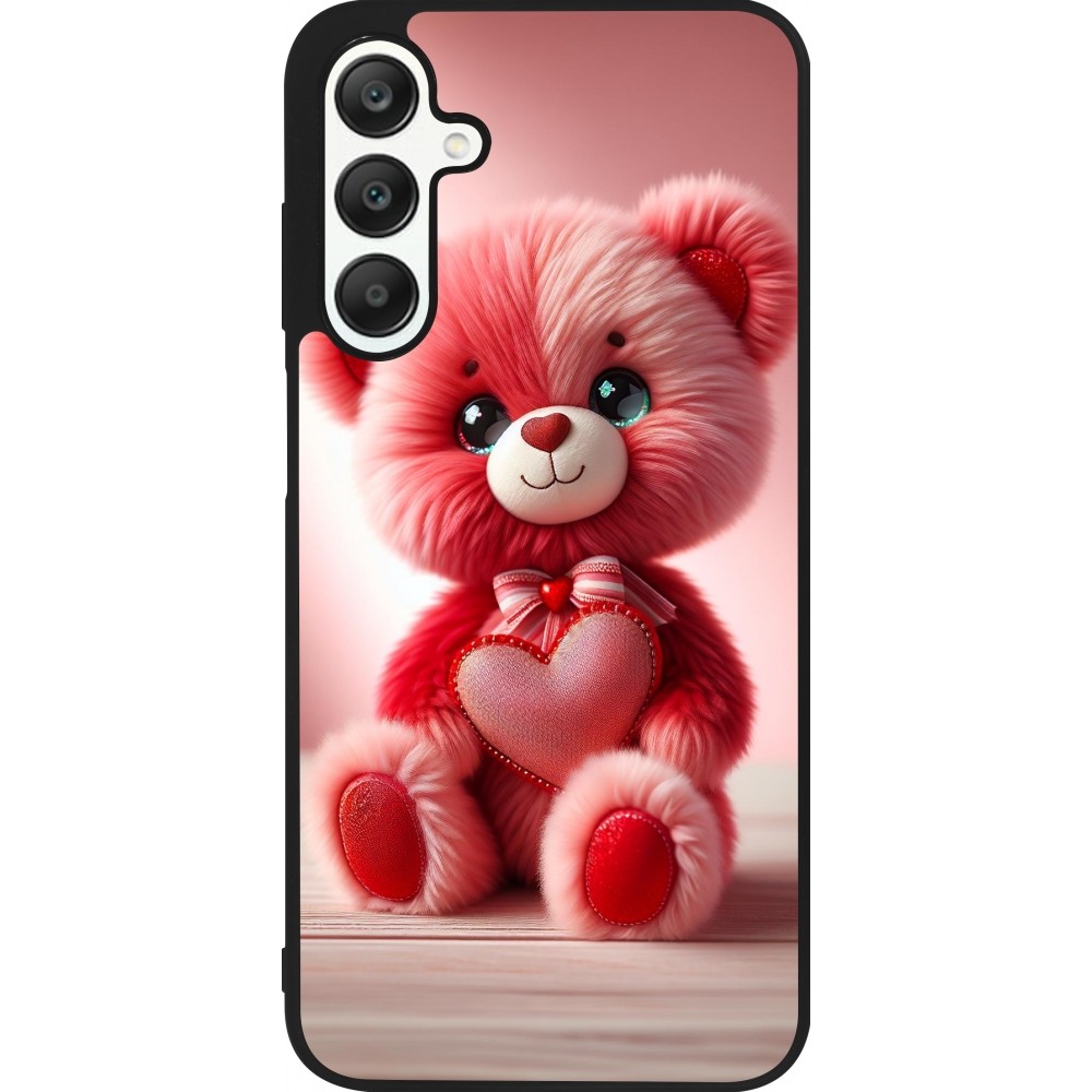 Samsung Galaxy A25 Case Hülle - Silikon schwarz Valentin 2024 Rosaroter Teddybär