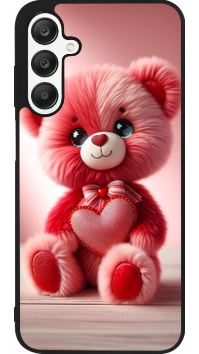 Samsung Galaxy A25 Case Hülle - Silikon schwarz Valentin 2024 Rosaroter Teddybär