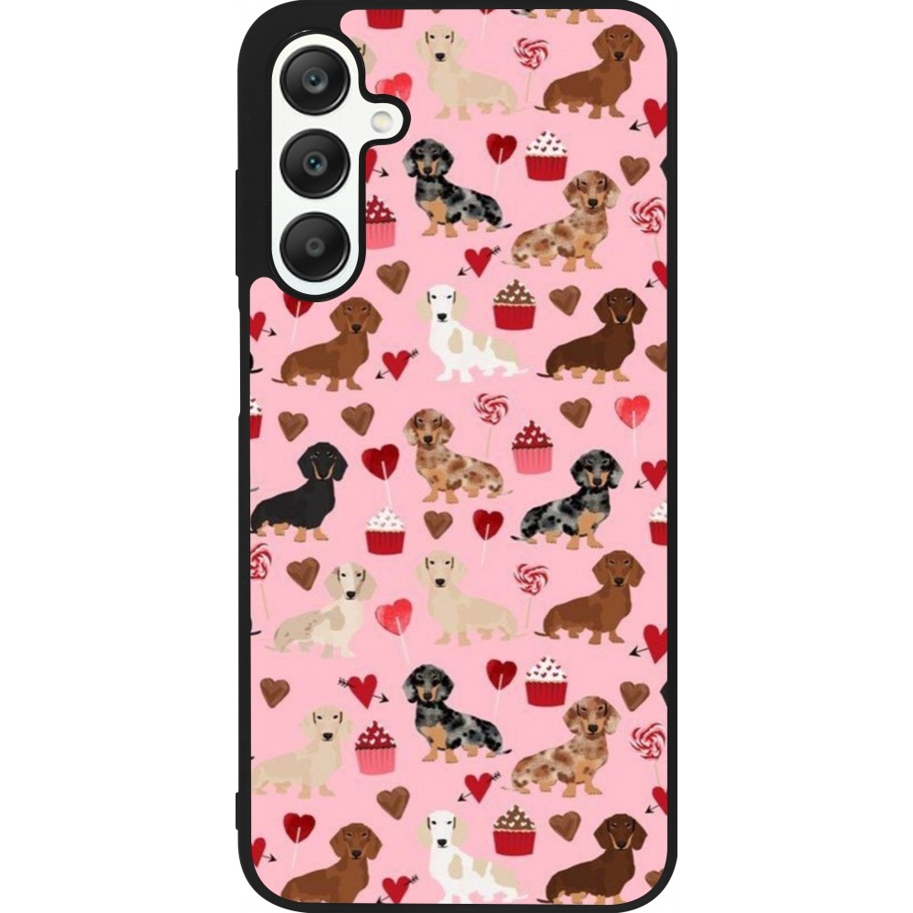 Samsung Galaxy A25 Case Hülle - Silikon schwarz Valentine 2024 puppy love