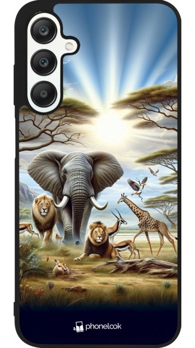 Coque Samsung Galaxy A25 - Silicone rigide noir Vie sauvage africaine