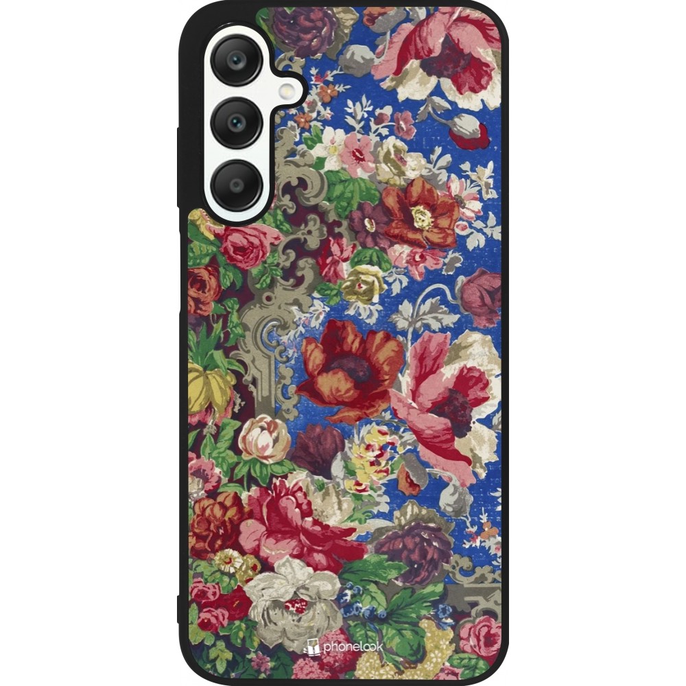 Samsung Galaxy A25 Case Hülle - Silikon schwarz Vintage Art Flowers