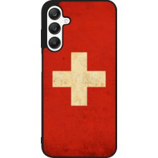 Samsung Galaxy A25 Case Hülle - Silikon schwarz Vintage Flag SWISS