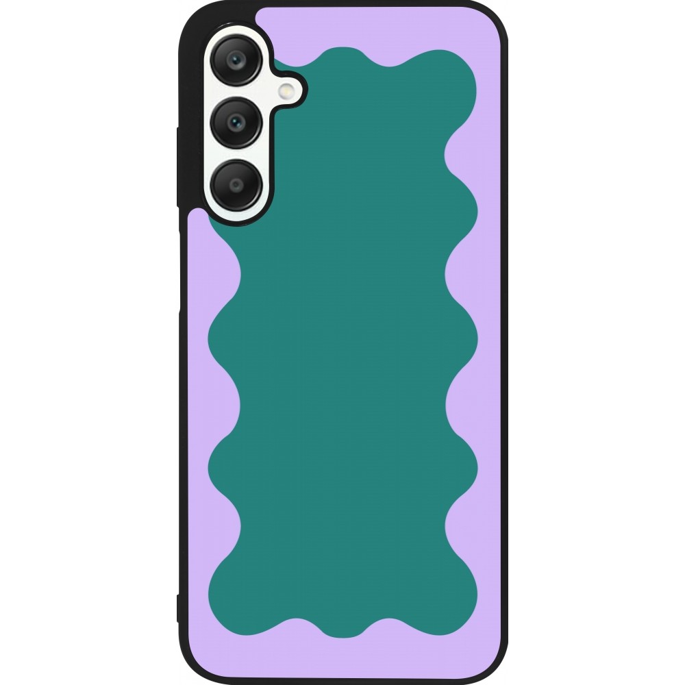 Samsung Galaxy A25 Case Hülle - Silikon schwarz Wavy Rectangle Green Purple