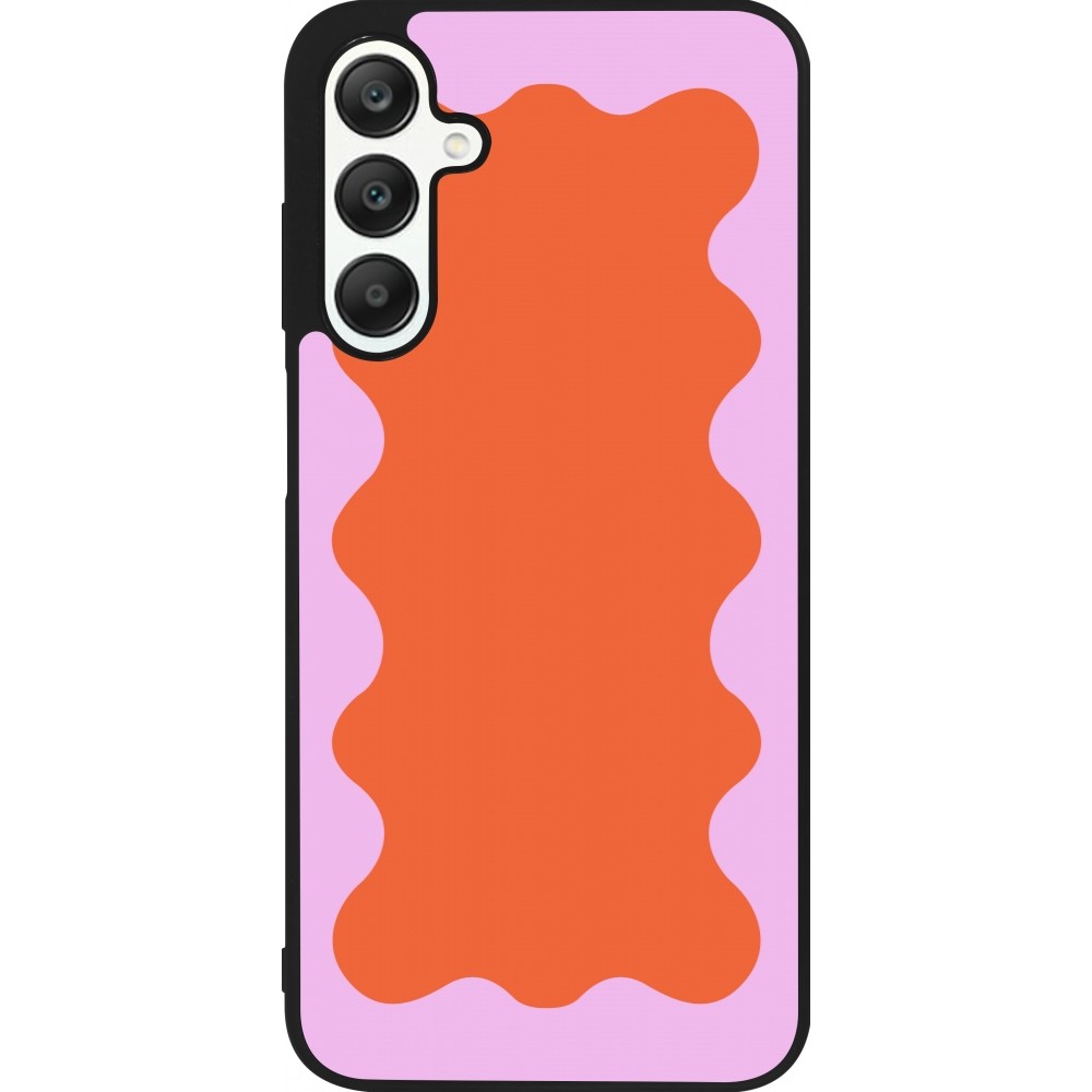 Samsung Galaxy A25 Case Hülle - Silikon schwarz Wavy Rectangle Orange Pink