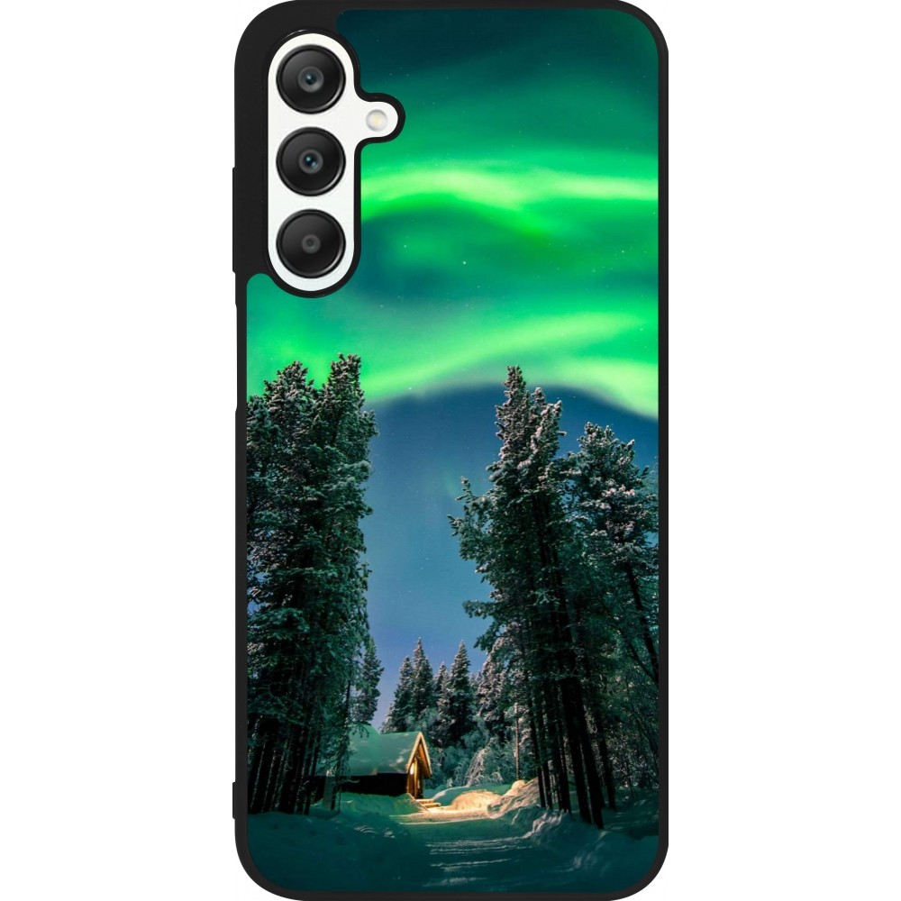 Samsung Galaxy A25 Case Hülle - Silikon schwarz Winter 22 Northern Lights