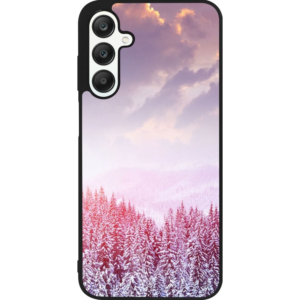 Samsung Galaxy A25 Case Hülle - Silikon schwarz Winter 22 Pink Forest