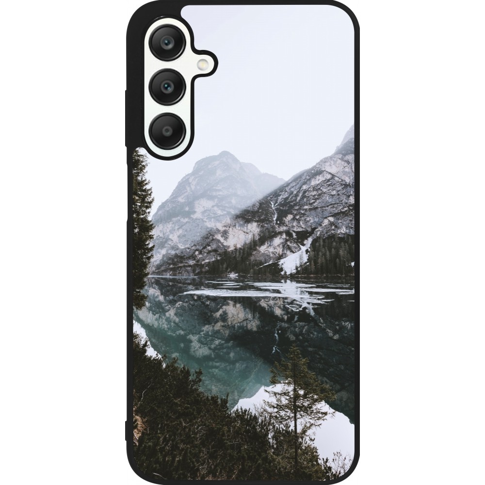 Samsung Galaxy A25 Case Hülle - Silikon schwarz Winter 22 snowy mountain and lake