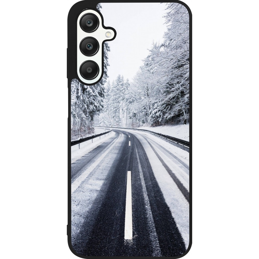 Samsung Galaxy A25 Case Hülle - Silikon schwarz Winter 22 Snowy Road