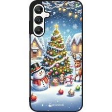 Samsung Galaxy A25 Case Hülle - Silikon schwarz Weihnachten 2023 Schneemann und Tannenbaum