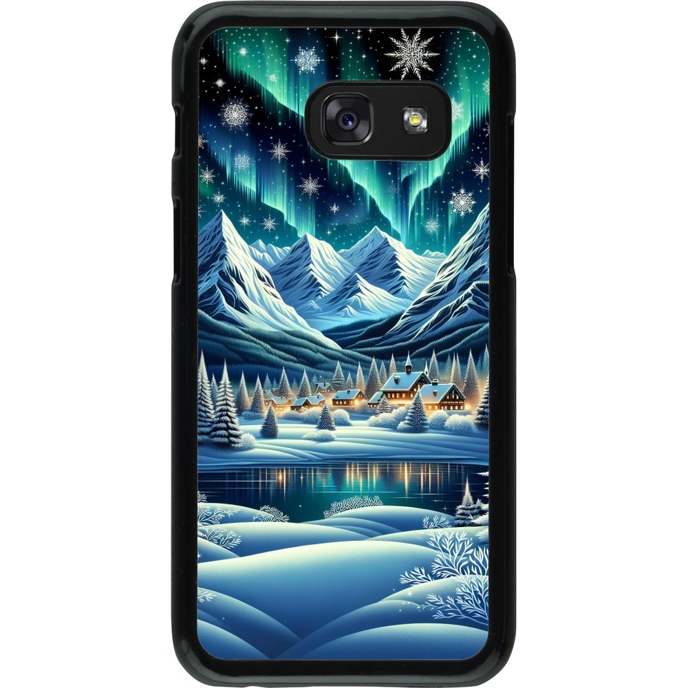 Samsung Galaxy A3 (2017) Case Hülle - Verschneites Bergdorf am See in der Nacht