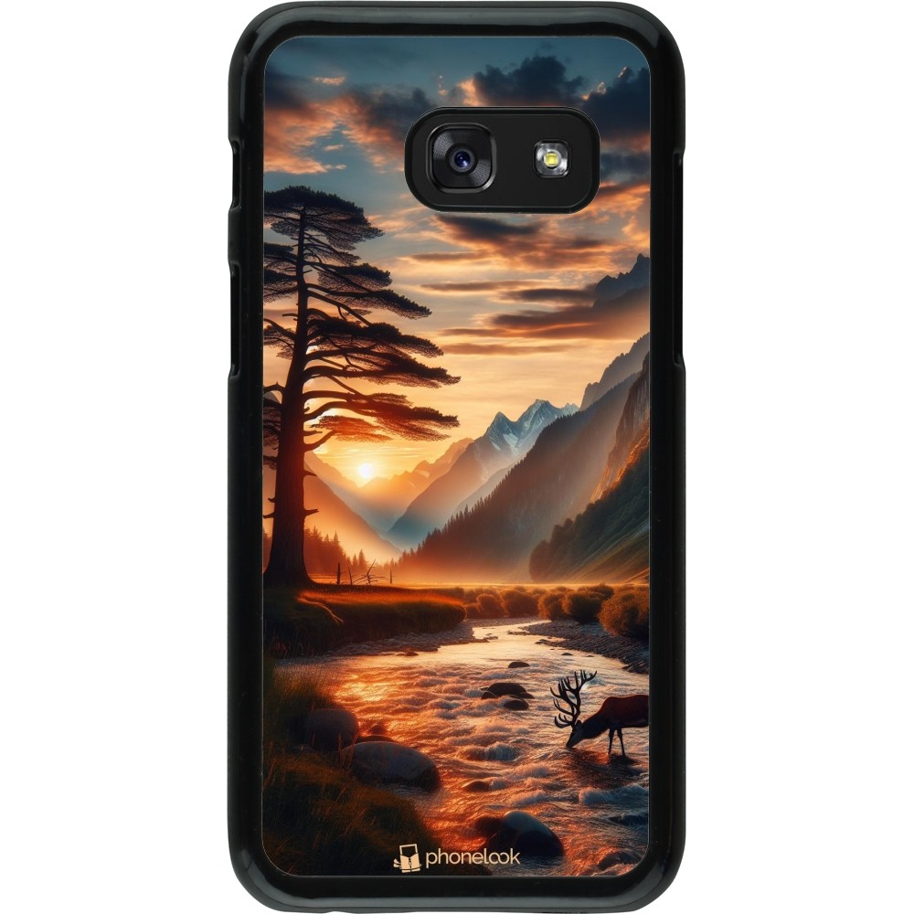 Samsung Galaxy A3 (2017) Case Hülle - Tal Sonnenuntergang Hirsch Baum