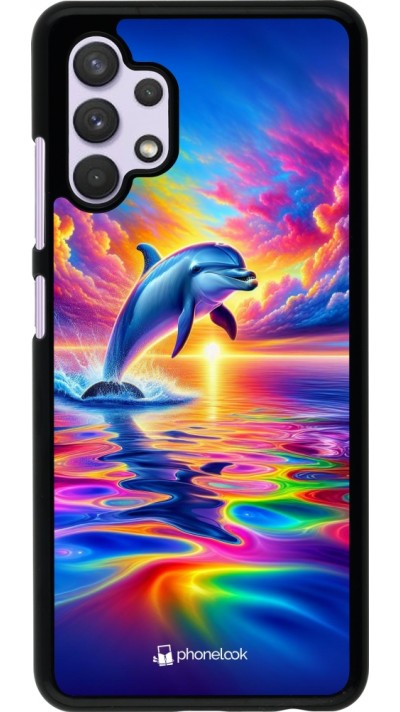 Samsung Galaxy A32 Case Hülle - Glücklicher Regenbogen-Delfin