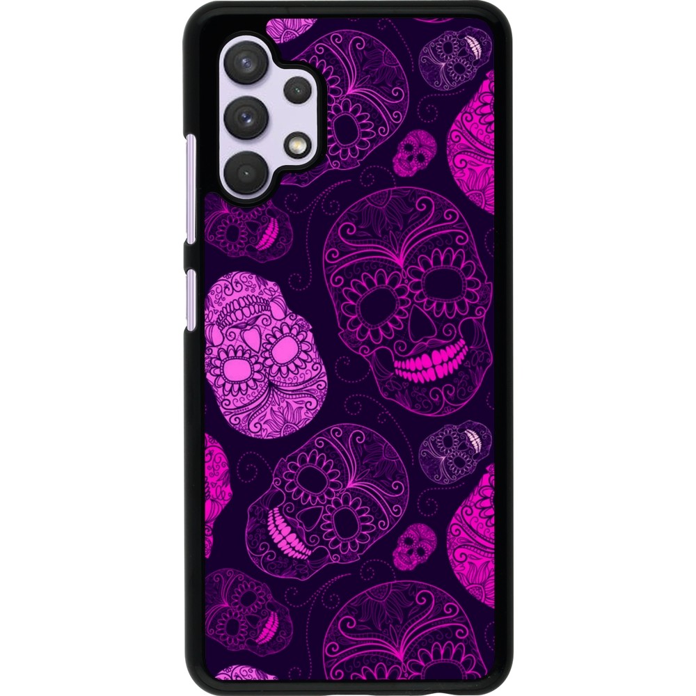 Samsung Galaxy A32 Case Hülle - Halloween 2023 pink skulls