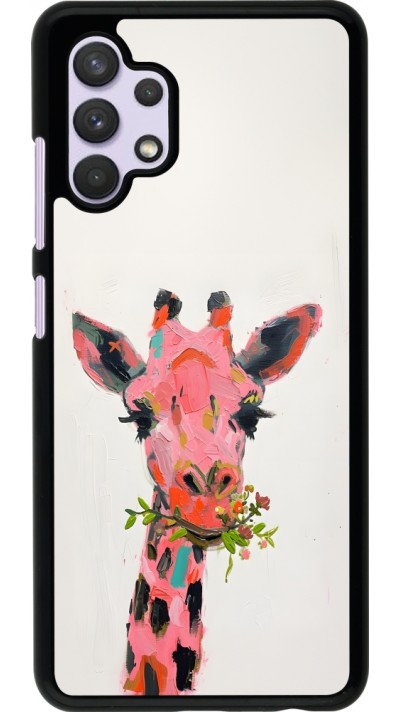 Samsung Galaxy A32 Case Hülle - Pink Girafe Paint