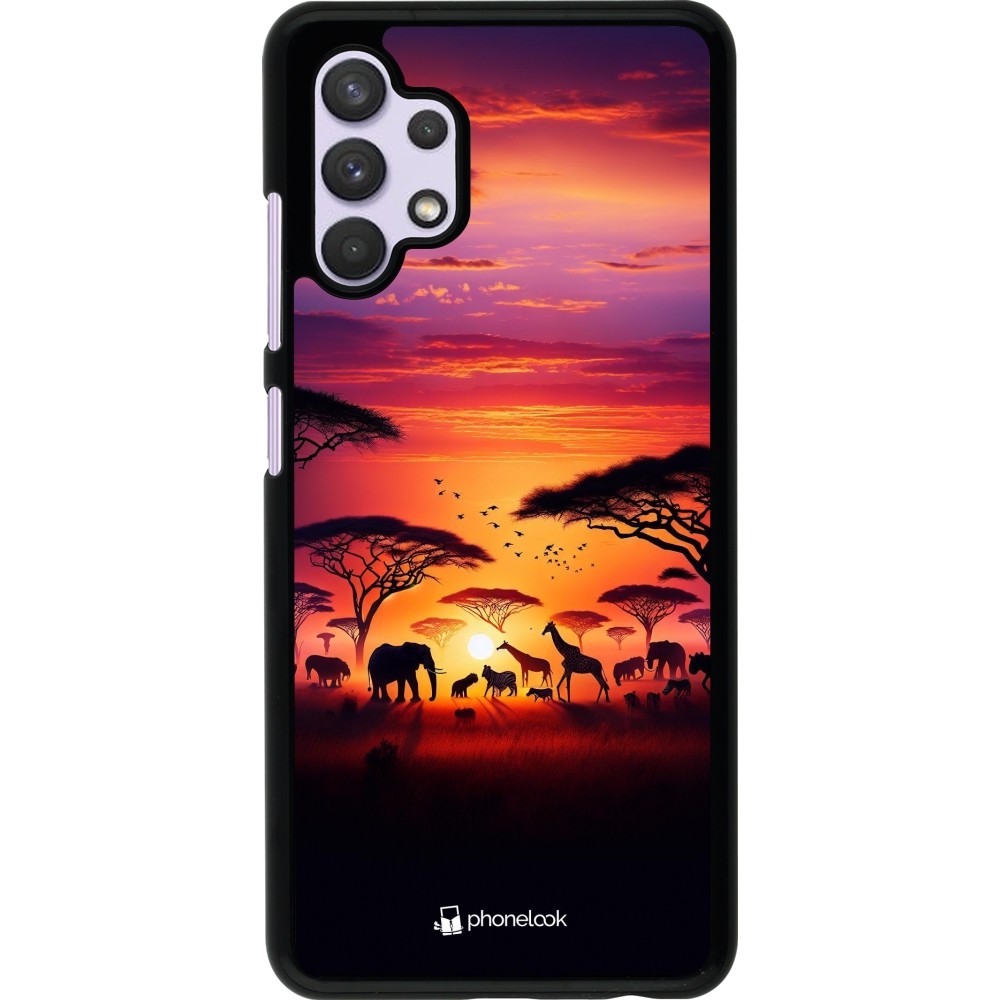 Samsung Galaxy A32 Case Hülle - Safari Sonnenuntergang Wildtiere