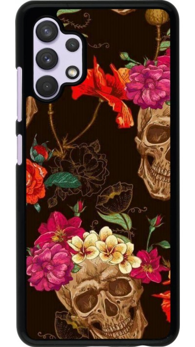 Hülle Samsung Galaxy A32 - Skulls and flowers