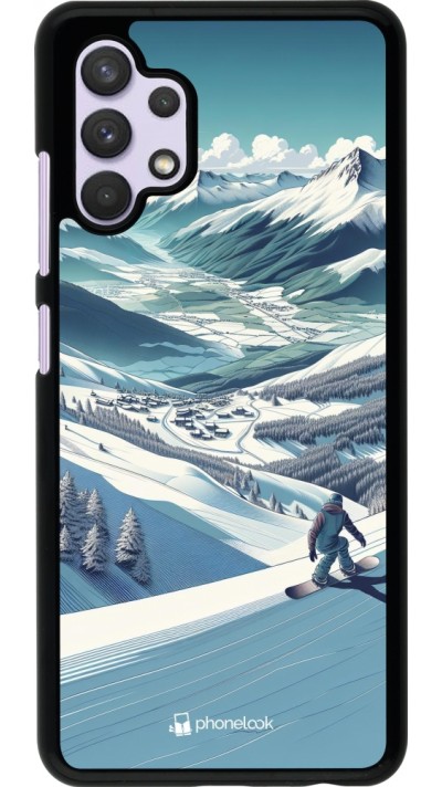 Samsung Galaxy A32 Case Hülle - Snowboarder Berg