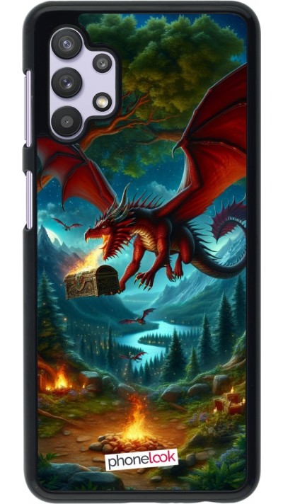 Samsung Galaxy A32 5G Case Hülle - Drache Fliegend Wald Schatz