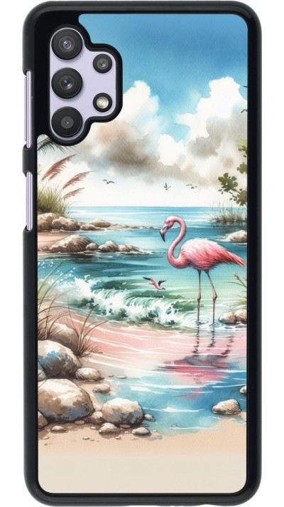 Samsung Galaxy A32 5G Case Hülle - Flamingo Aquarell