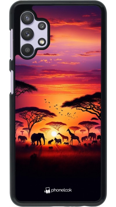 Samsung Galaxy A32 5G Case Hülle - Safari Sonnenuntergang Wildtiere