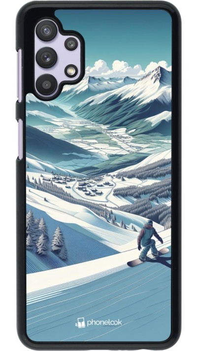 Samsung Galaxy A32 5G Case Hülle - Snowboarder Berg